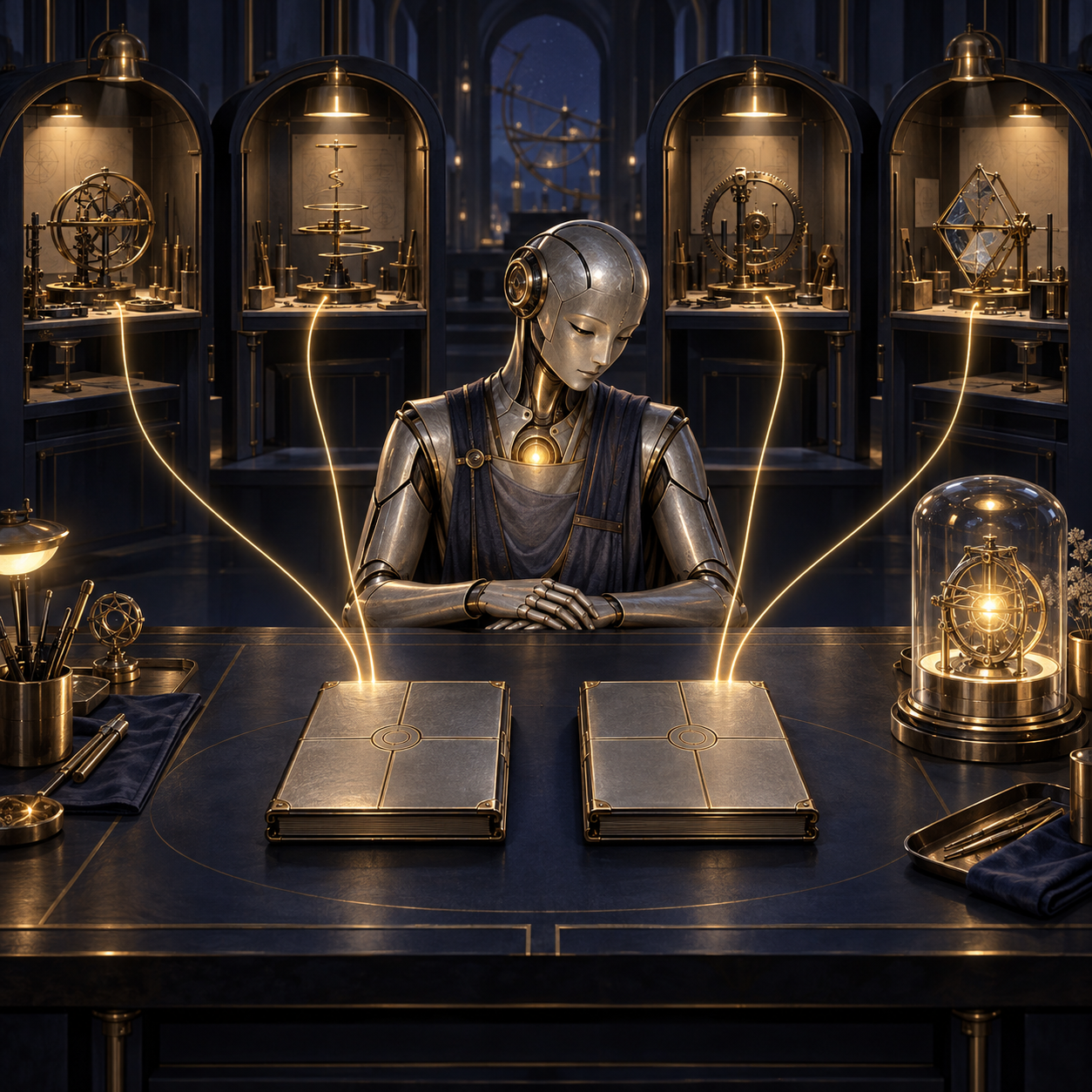 Two closed books, four living threads