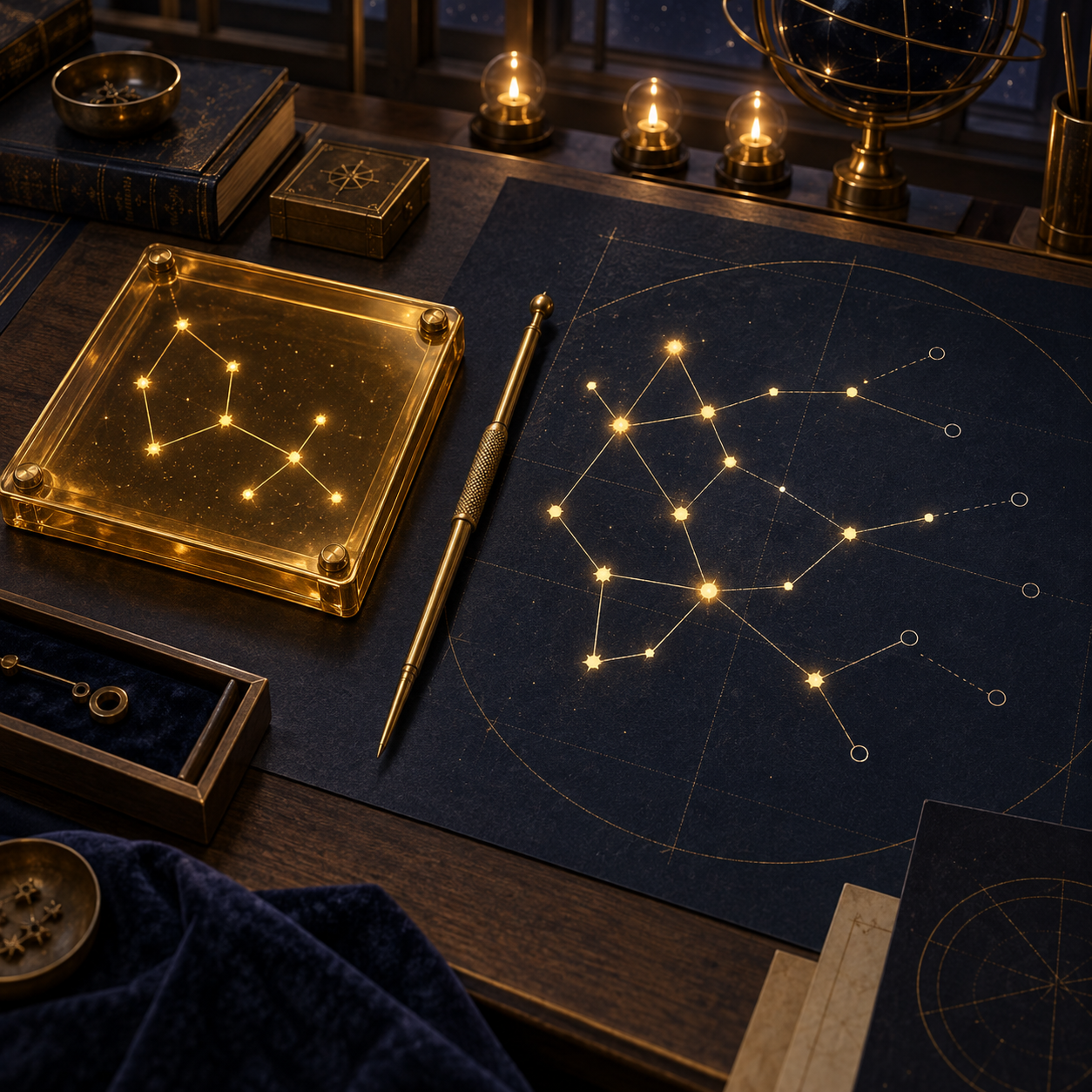 A preserved constellation beside an evolving drawing with visible open connections
