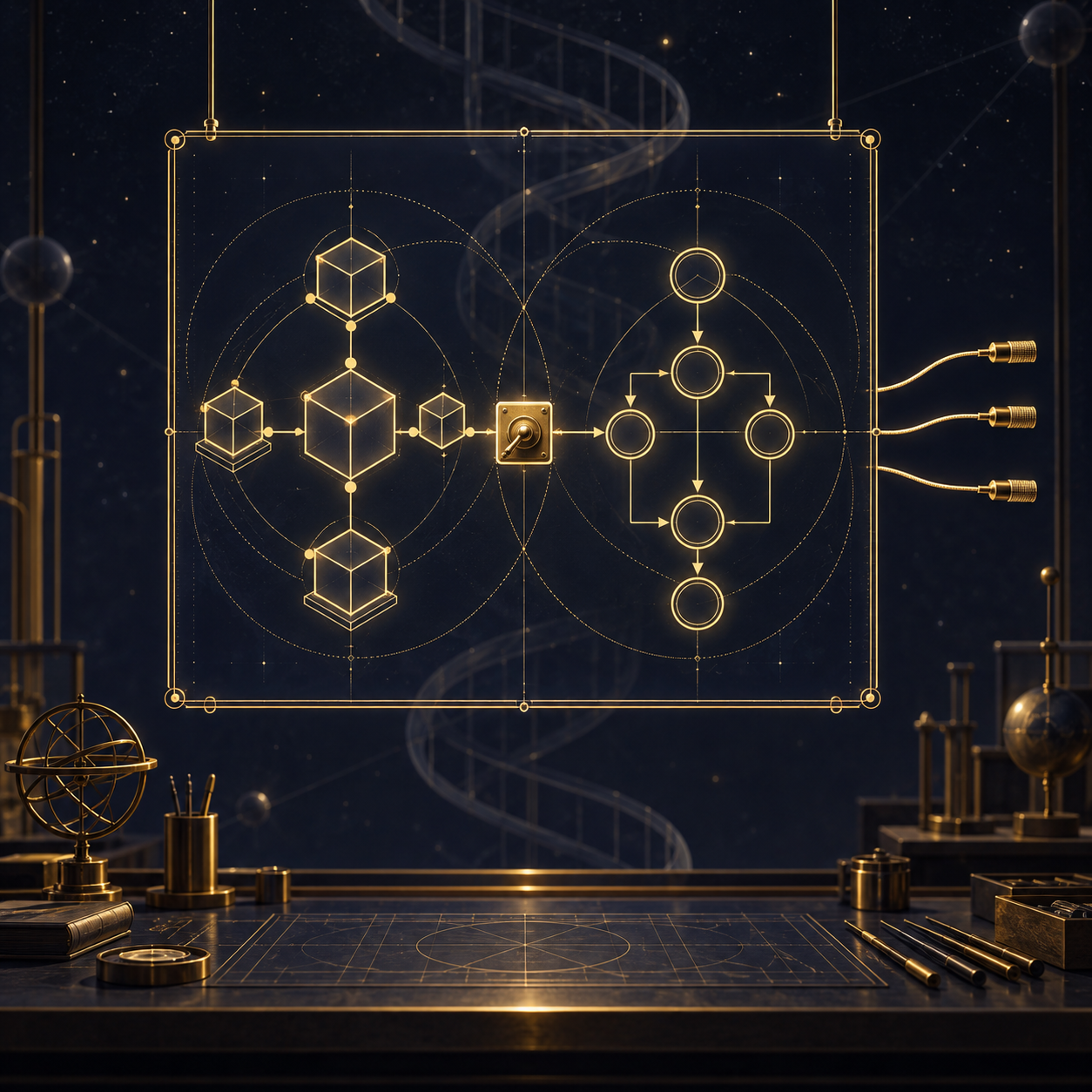 A working graph switch with three unfinished gold connections