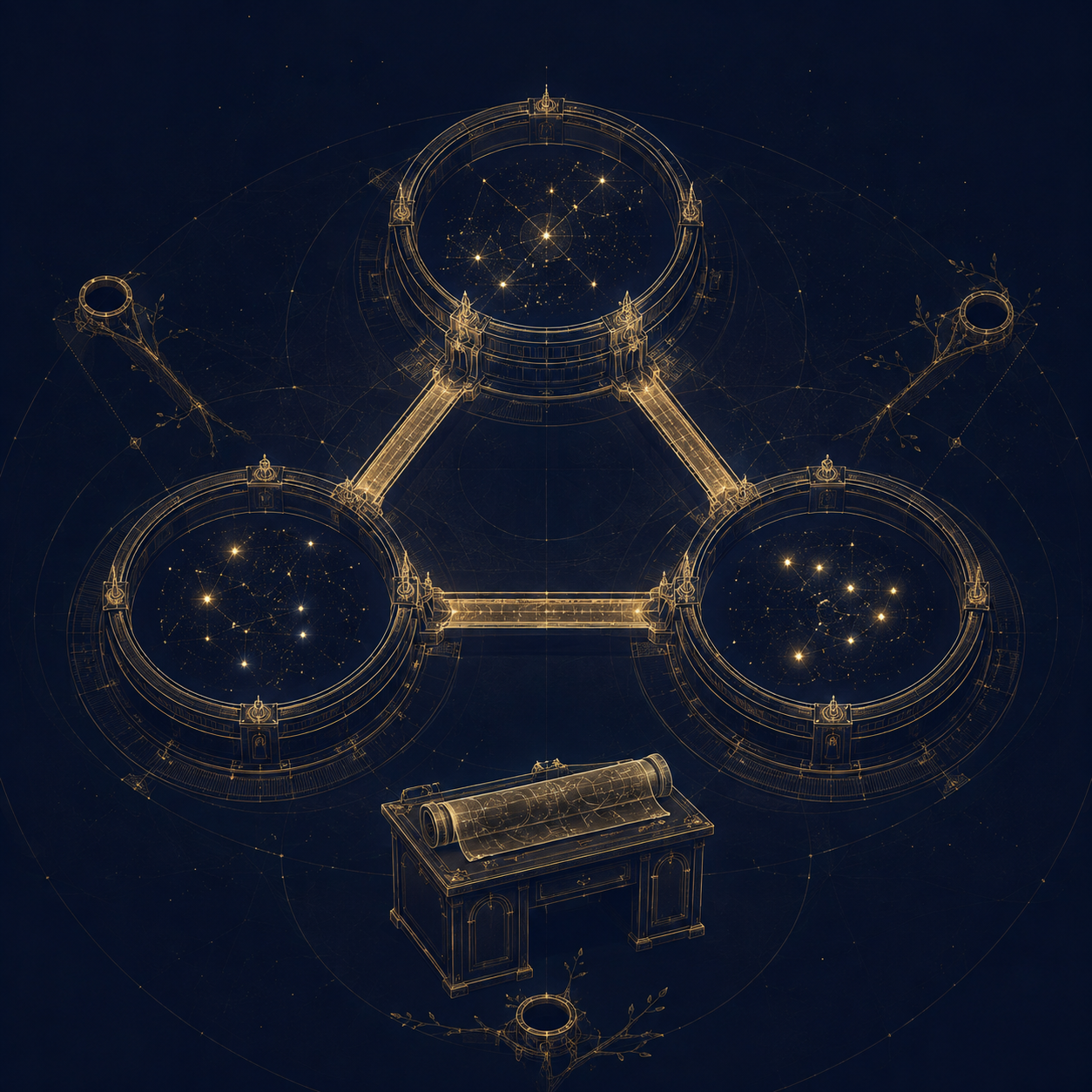 Three connected observatories and a closed survey desk